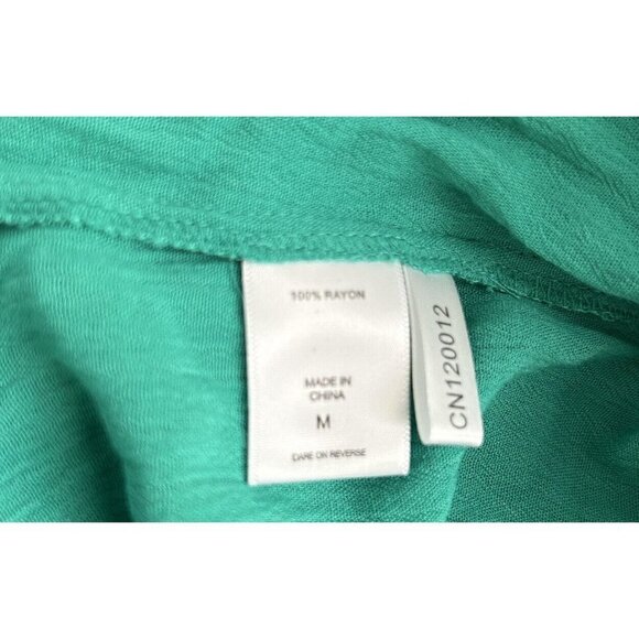 New York & Company Green Off the Shoulder Romper Rayon Tie Waist Size Medium NEW - Picture 4 of 4